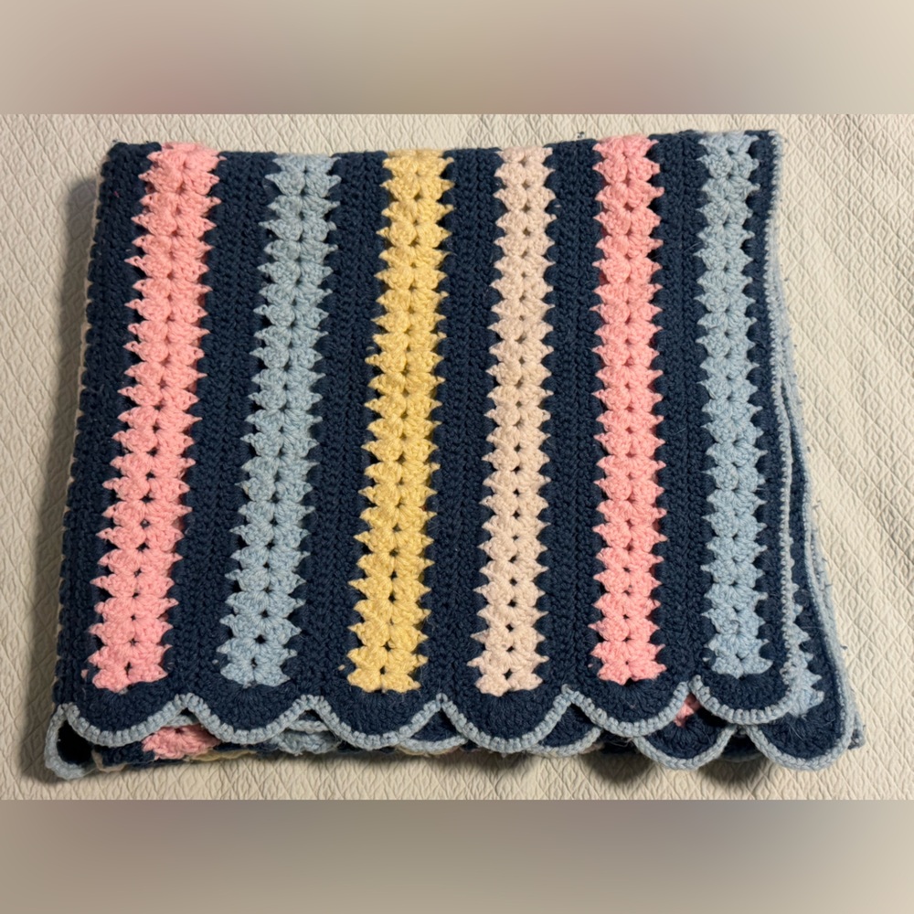 Striped Multicolor Crochet Quilt